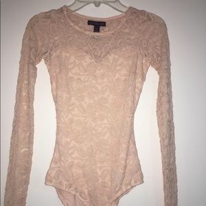 Light Pink Lace Long Sleeve Bodysuit